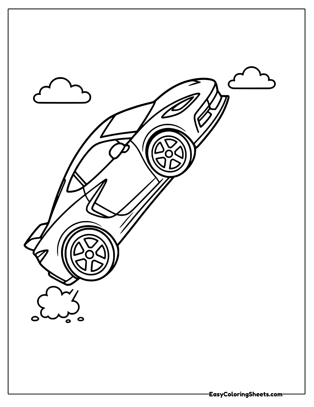 Sports car jumping with its nose up