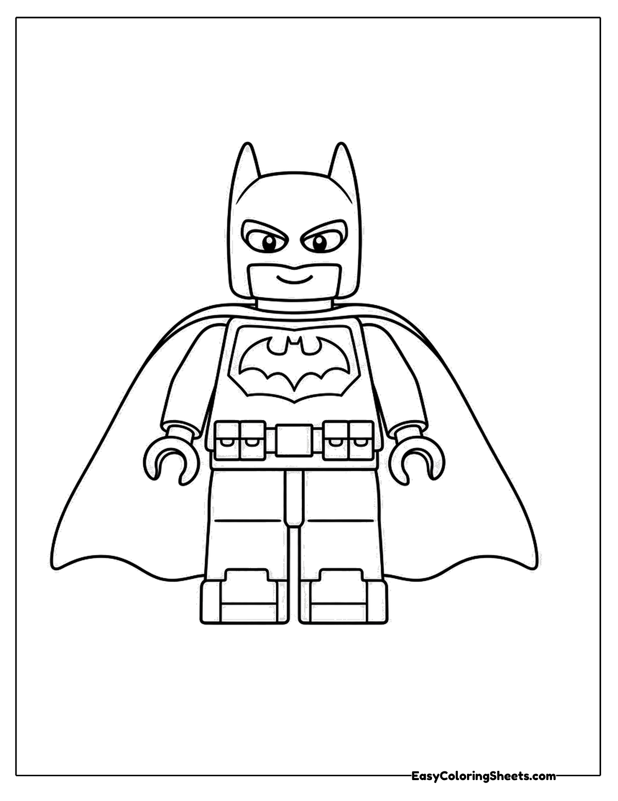 Toy brick bat hero standing with a cape