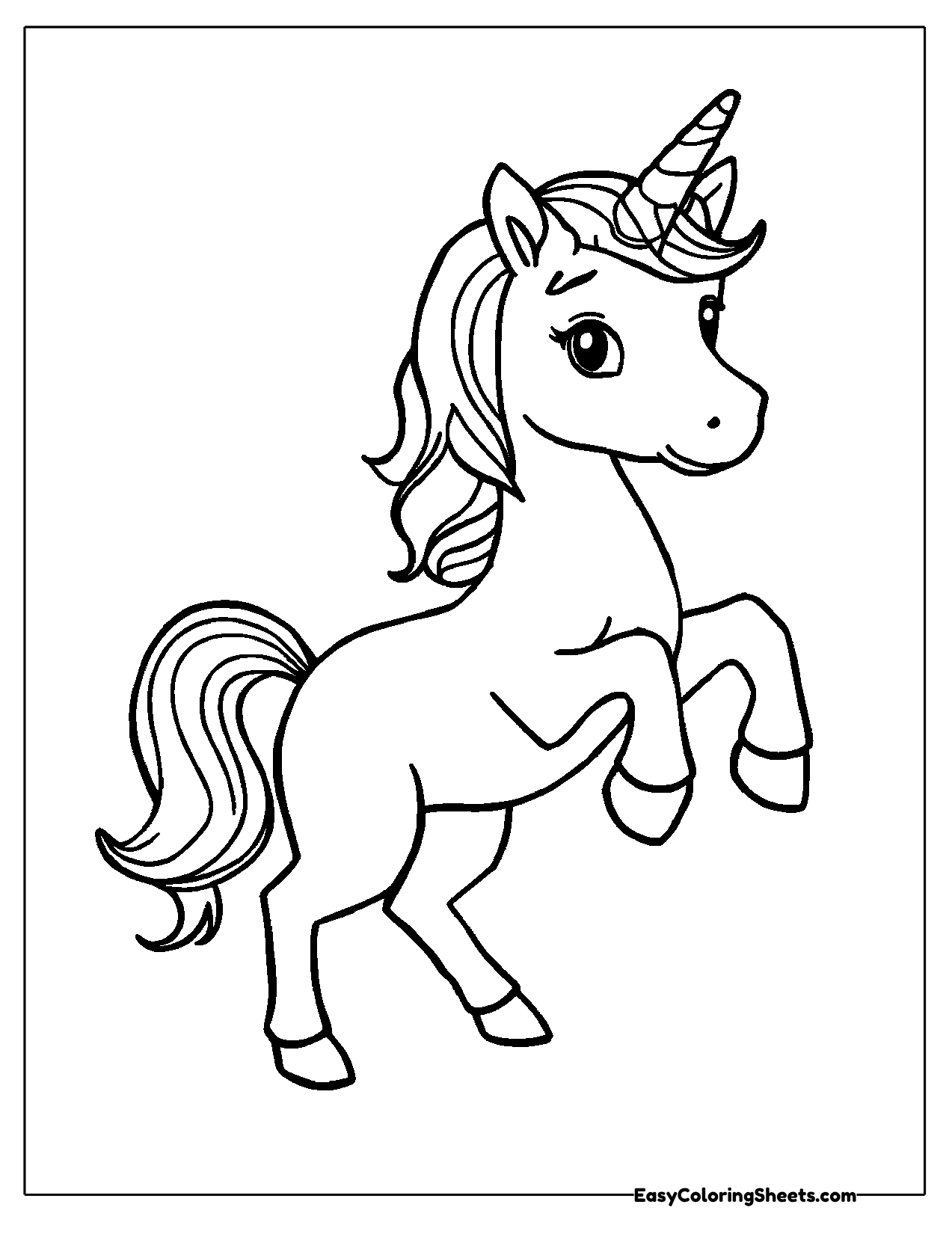 Prancing unicorn on its hind legs