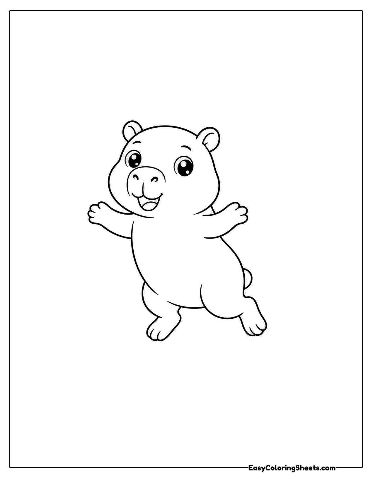 Jumping capybara with paws out