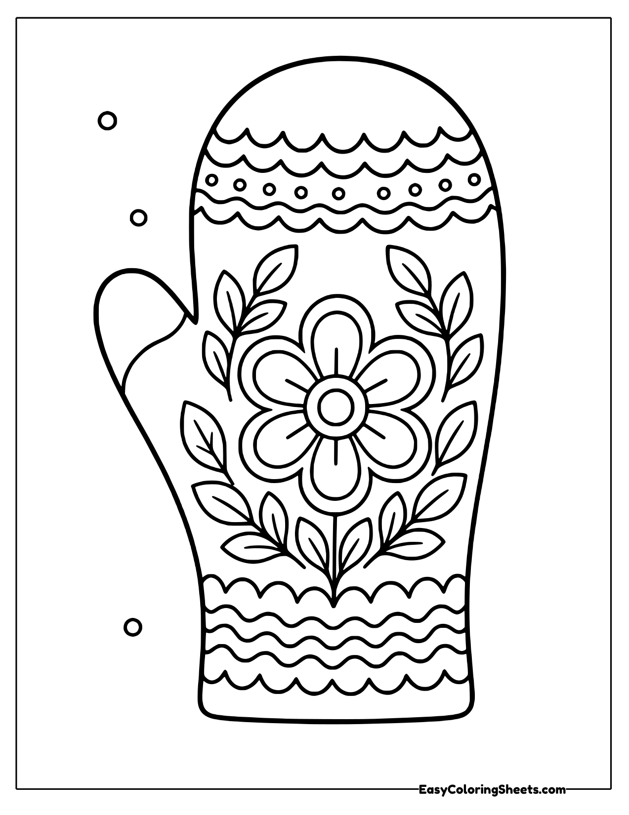 Mitten with a big flower and lace cuff