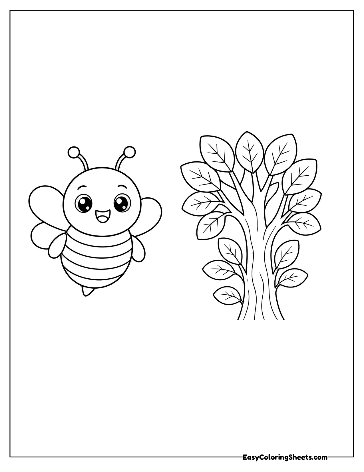 Bee next to a small leafy tree