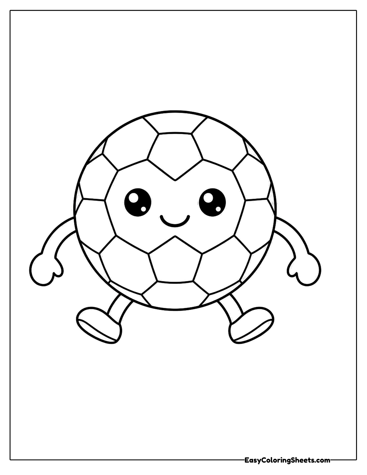 Smiling soccer ball character with arms and legs