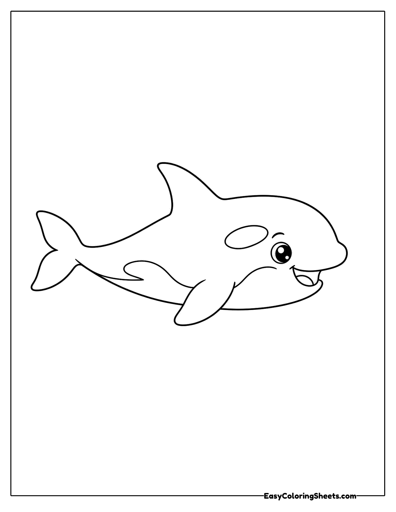 Small smiling orca gliding through the water