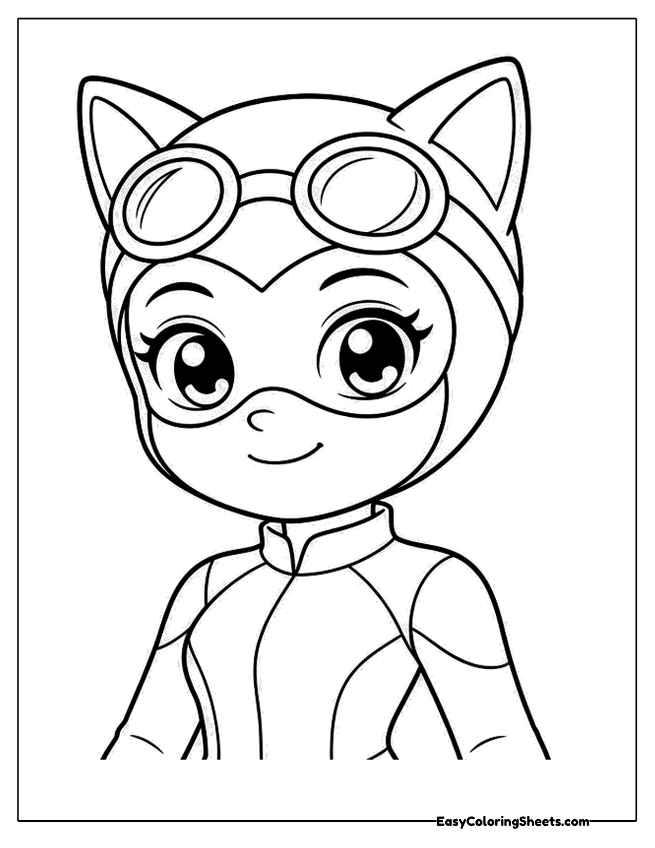 Cute cat eared heroine portrait with goggles