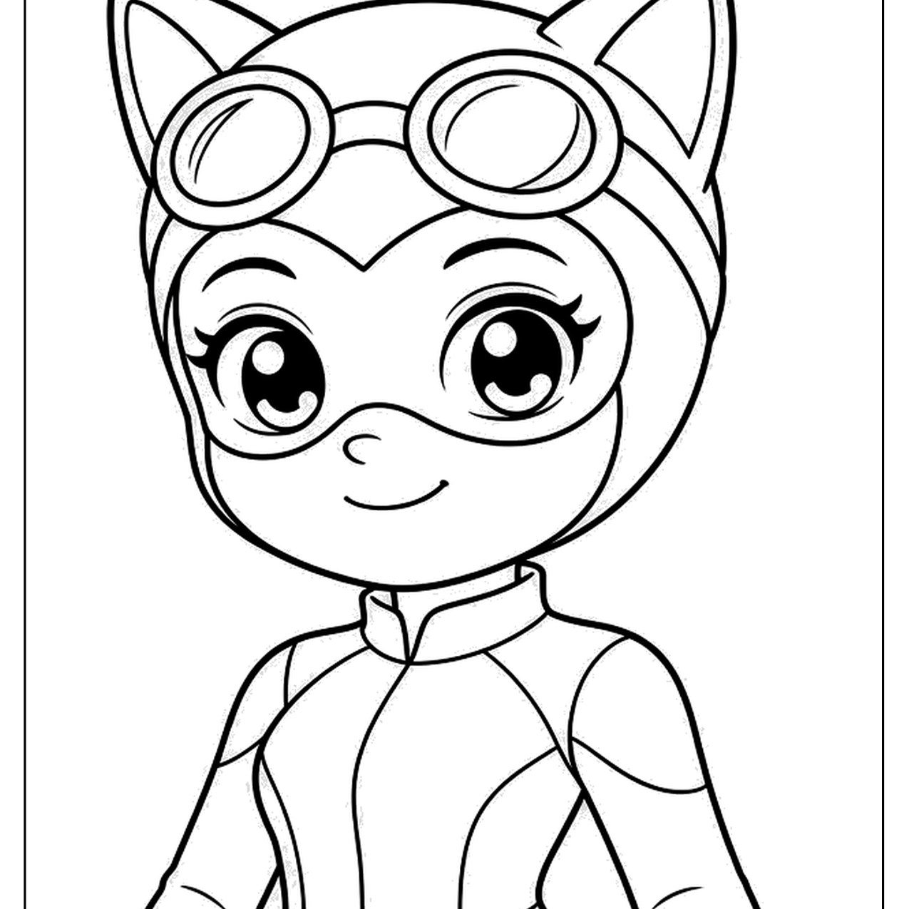 Cute cat eared heroine portrait with goggles