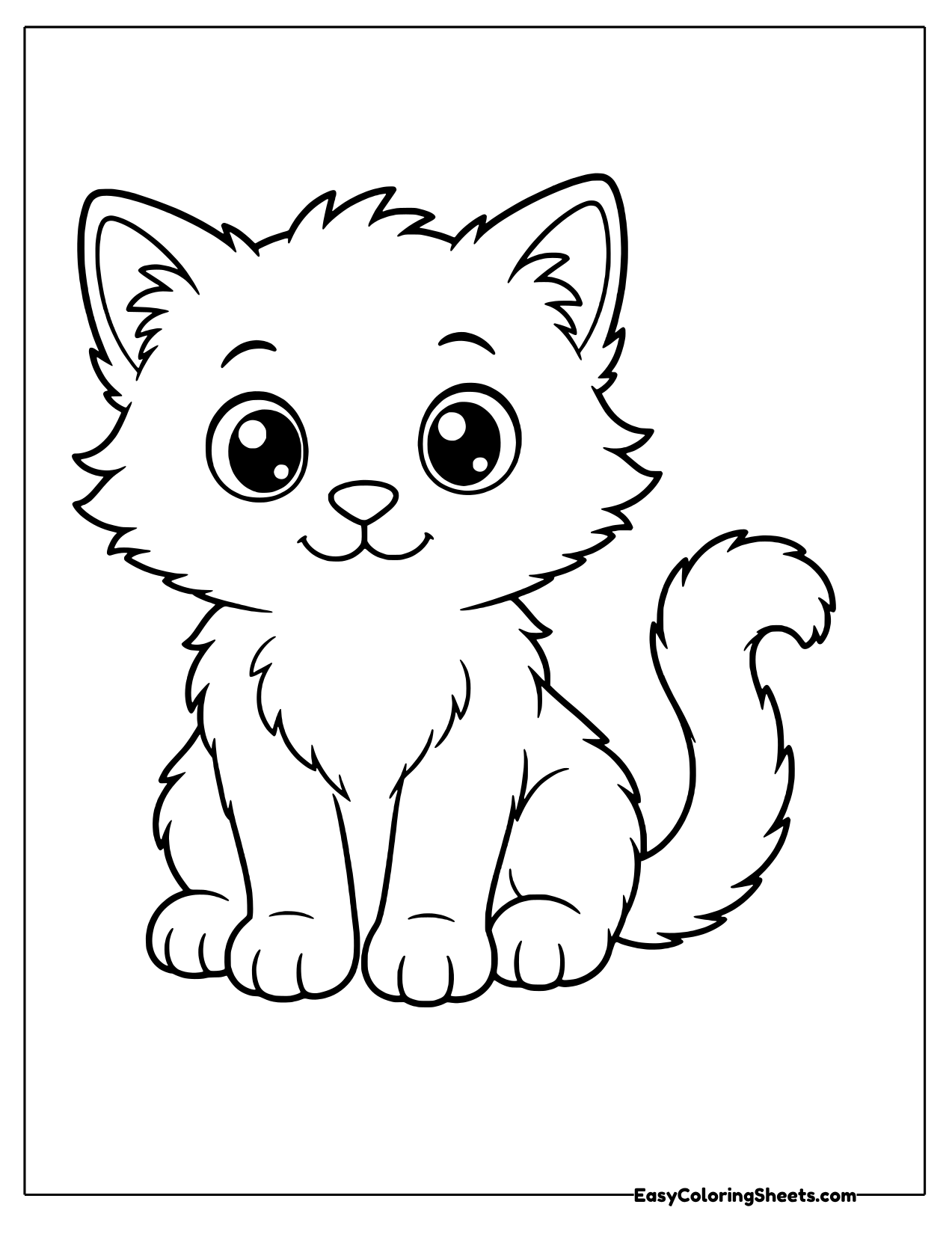 Fluffy kitten sitting tall
