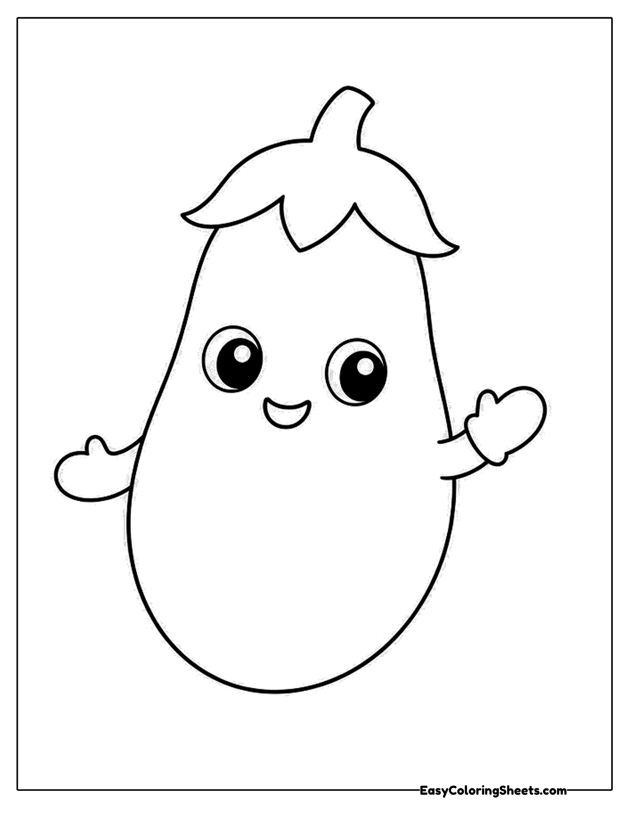 Cute eggplant character waving