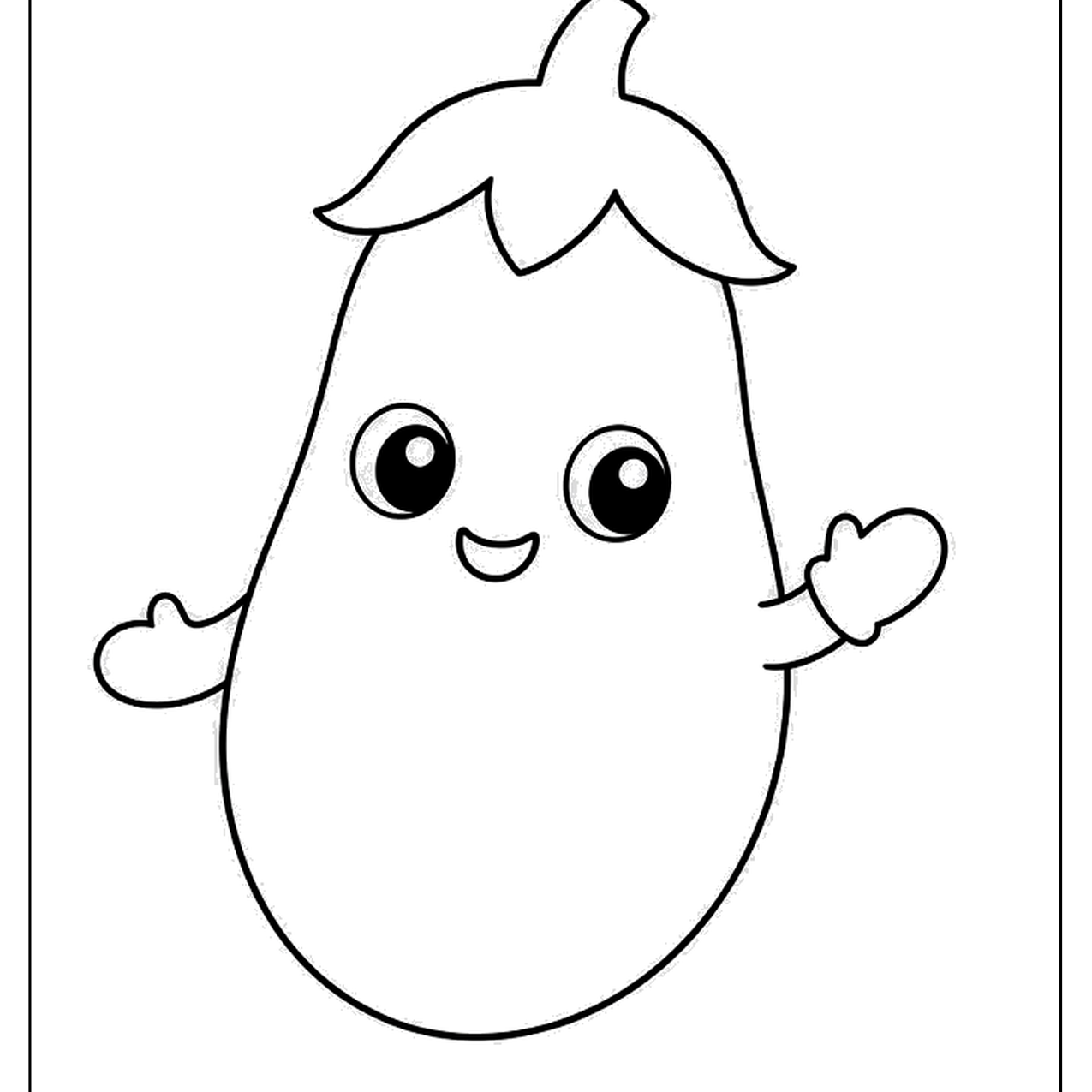Cute eggplant character waving