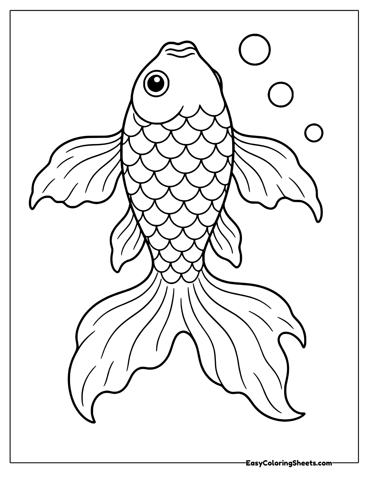 Fantail goldfish swimming upward with flowing fins