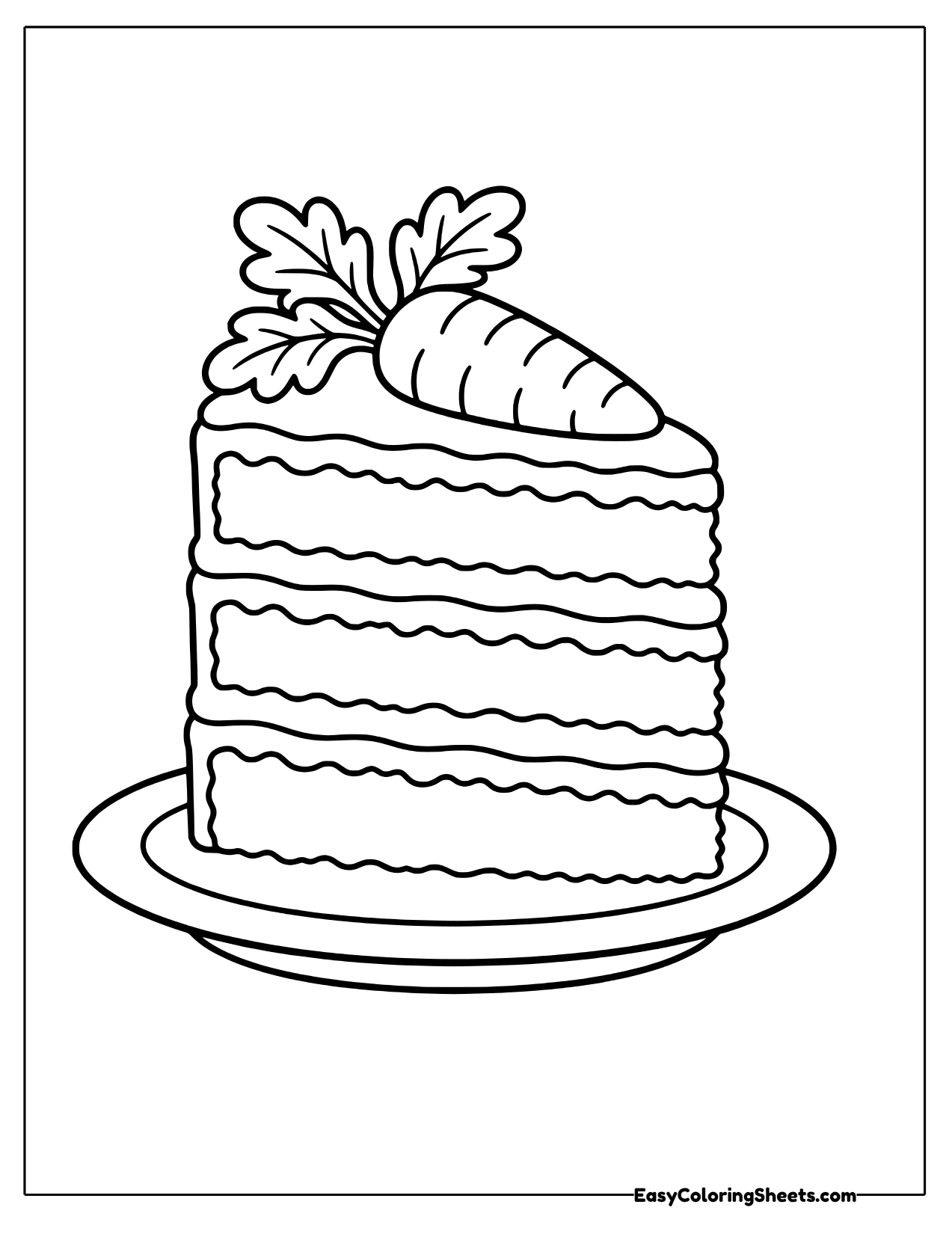 Slice of layered carrot cake on a plate