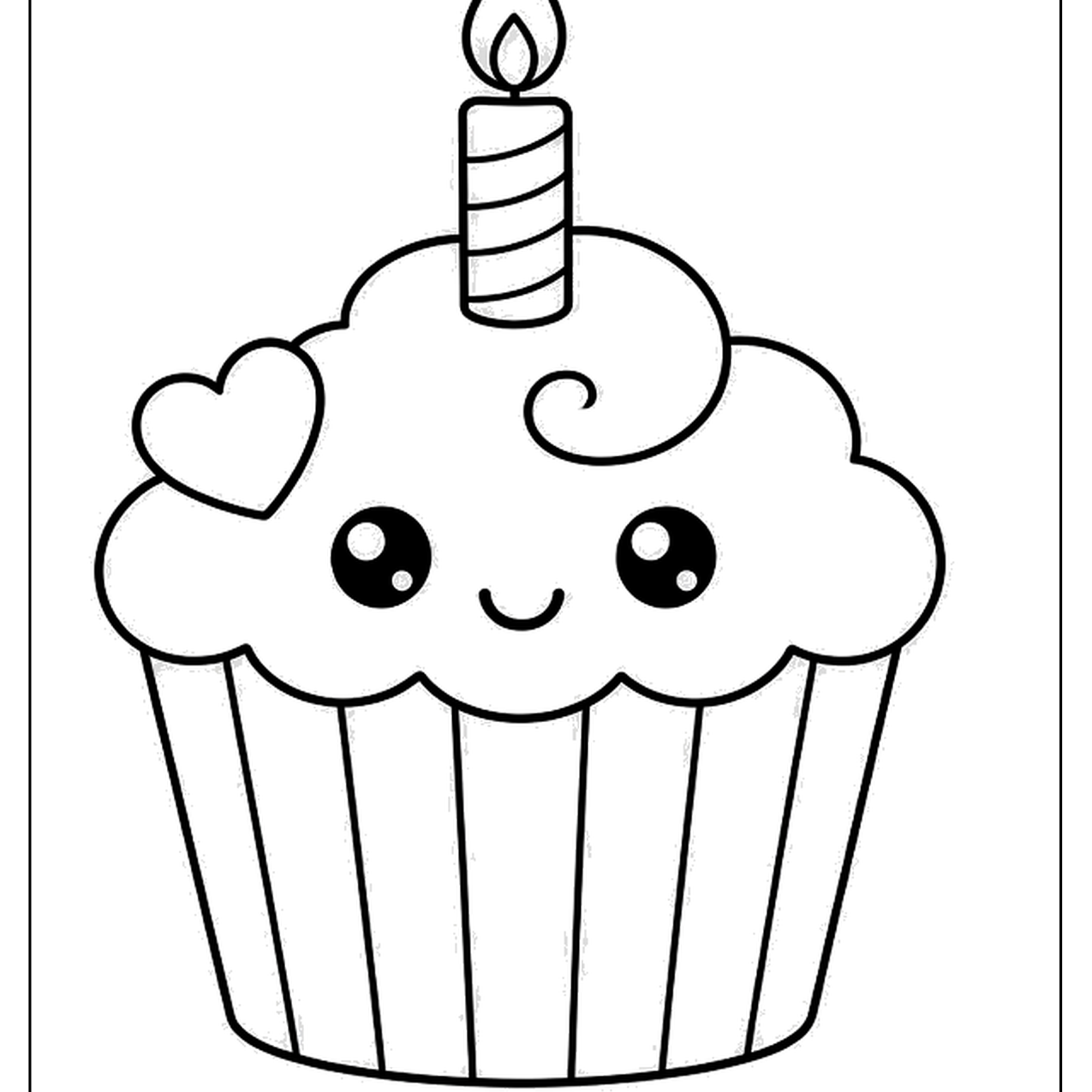 Birthday cupcake with a candle and face