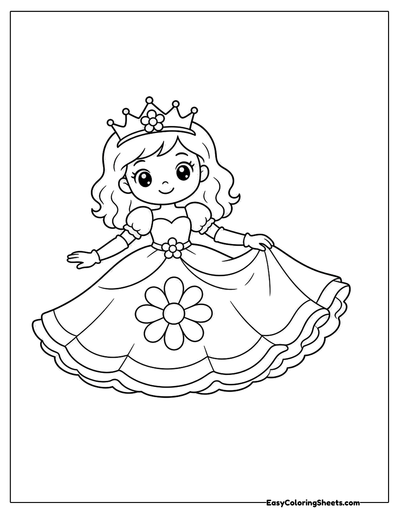 Princess in a flowing flower dress