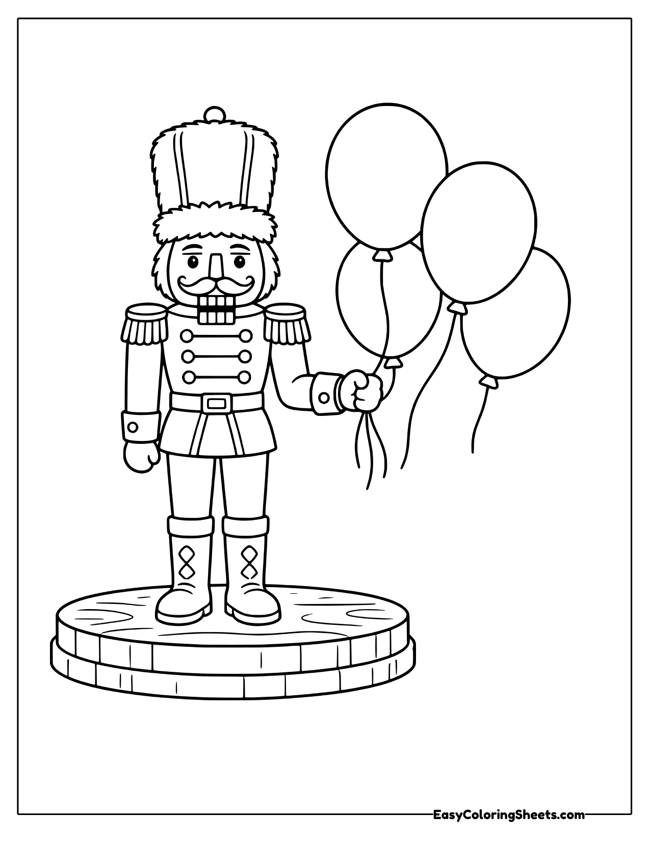 Nutcracker holding a bunch of balloons