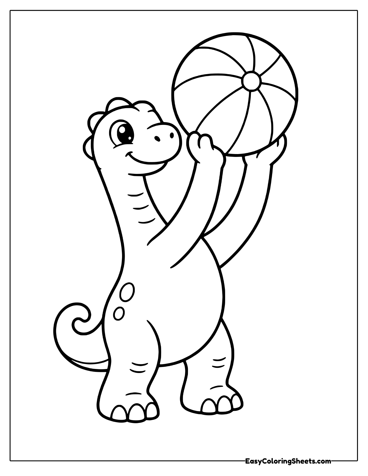Brachiosaurus lifting a striped beach ball above its head