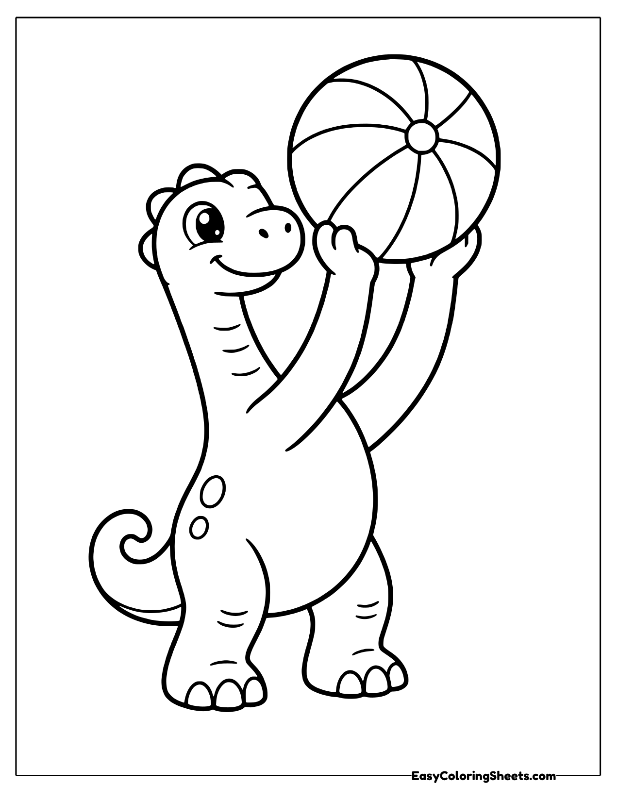 Brachiosaurus lifting a striped beach ball above its head