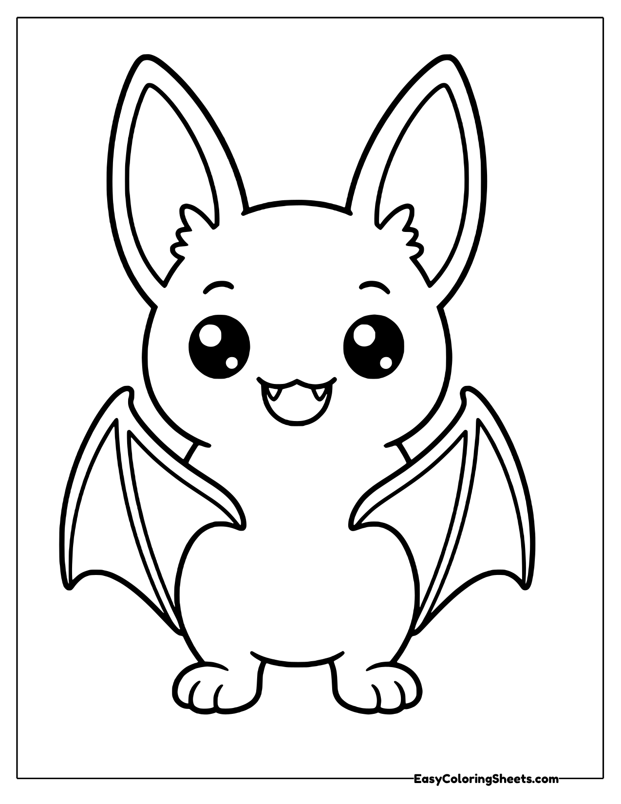 A bat stands facing forward with its wings spread out wide to each side in a boxy pose.