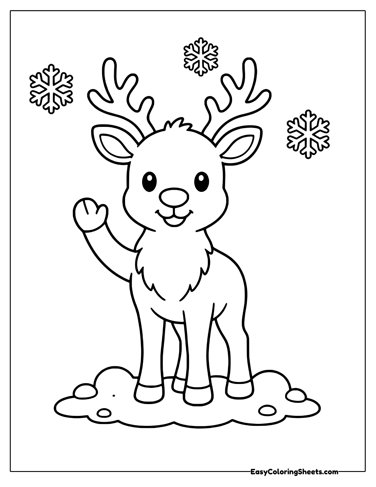 Reindeer waving on a snowy patch