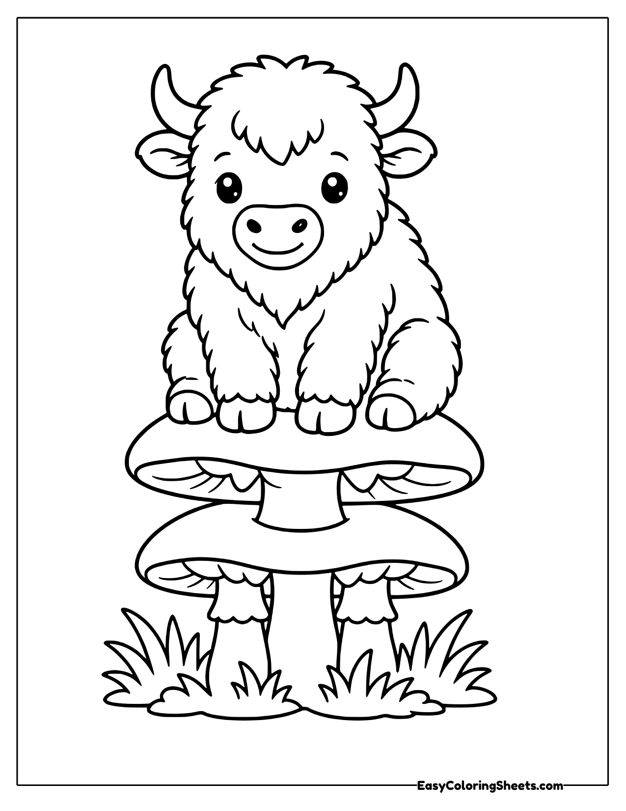 Bison sitting on top of a mushroom