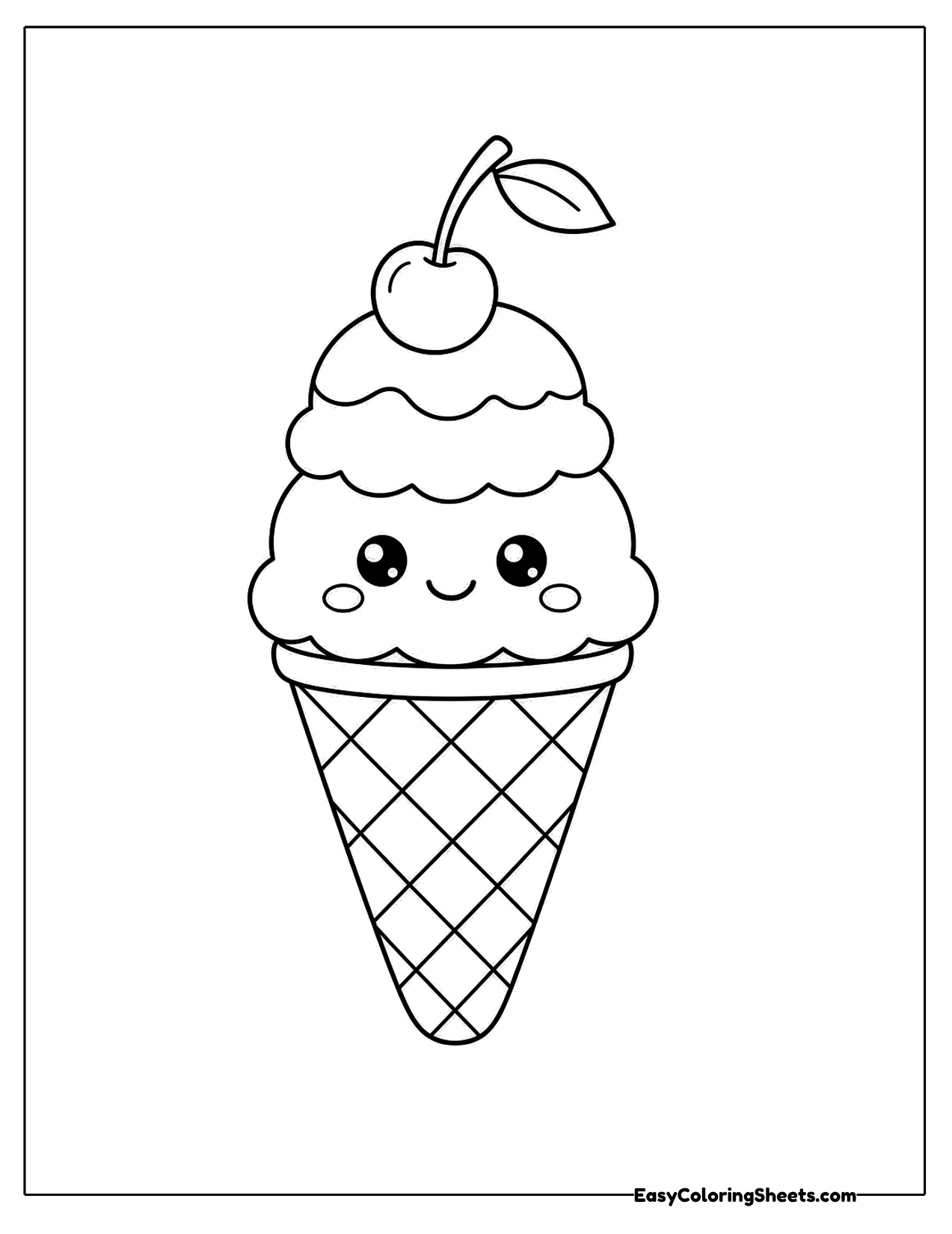 Smiling ice cream cone with a cherry on top