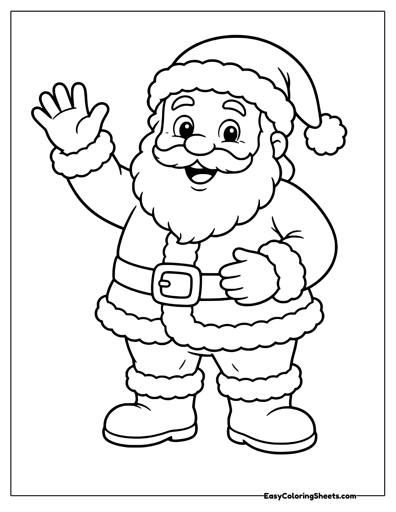 Santa waving hello with one hand raised