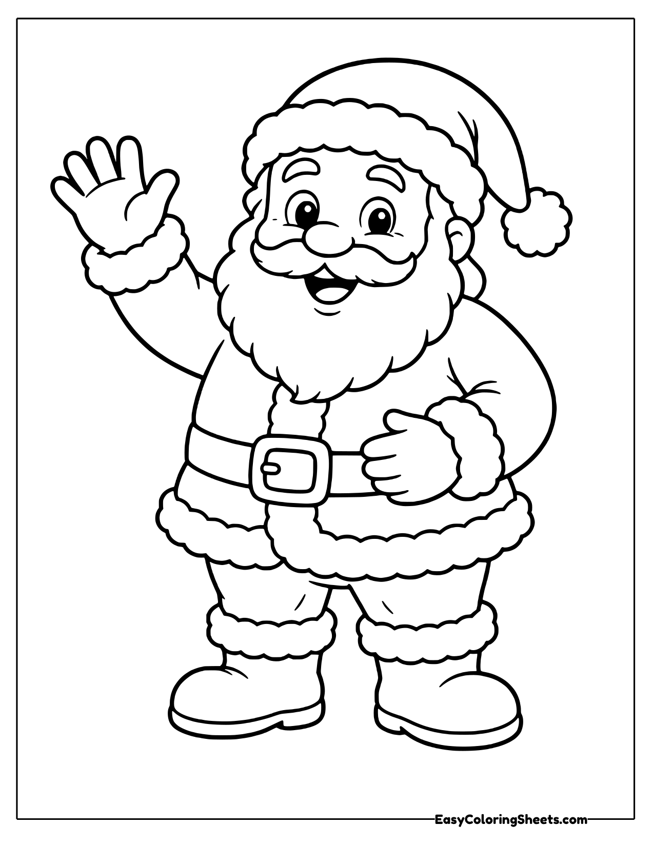 Santa waving hello with one hand raised