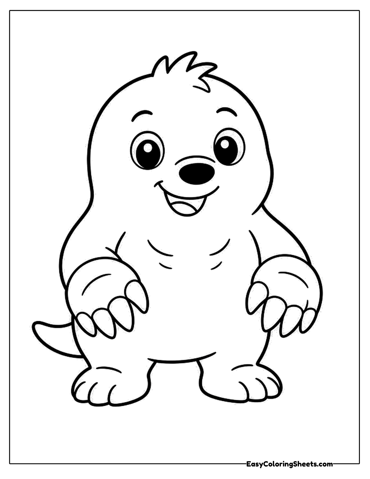 Cartoon mole character with a big smile
