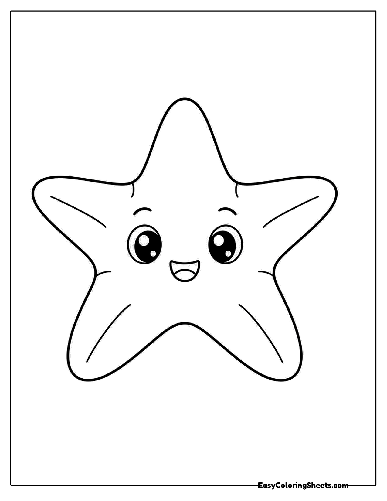 Smiling starfish character with rosy cheeks and soft points