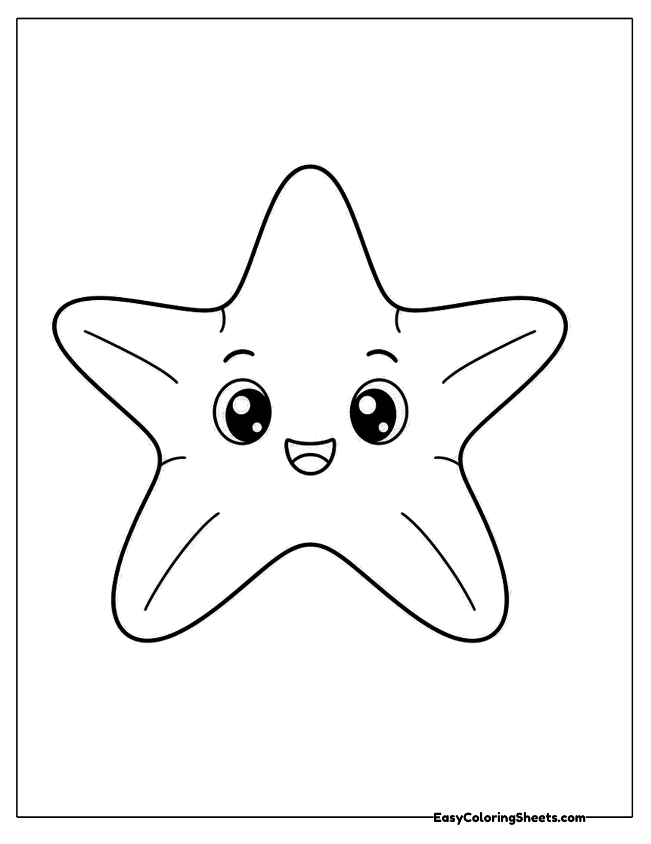 Smiling starfish character with rosy cheeks and soft points