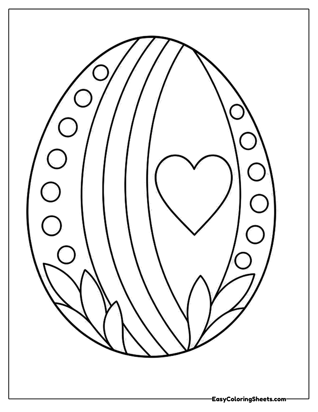 Easter egg with stripes and a heart