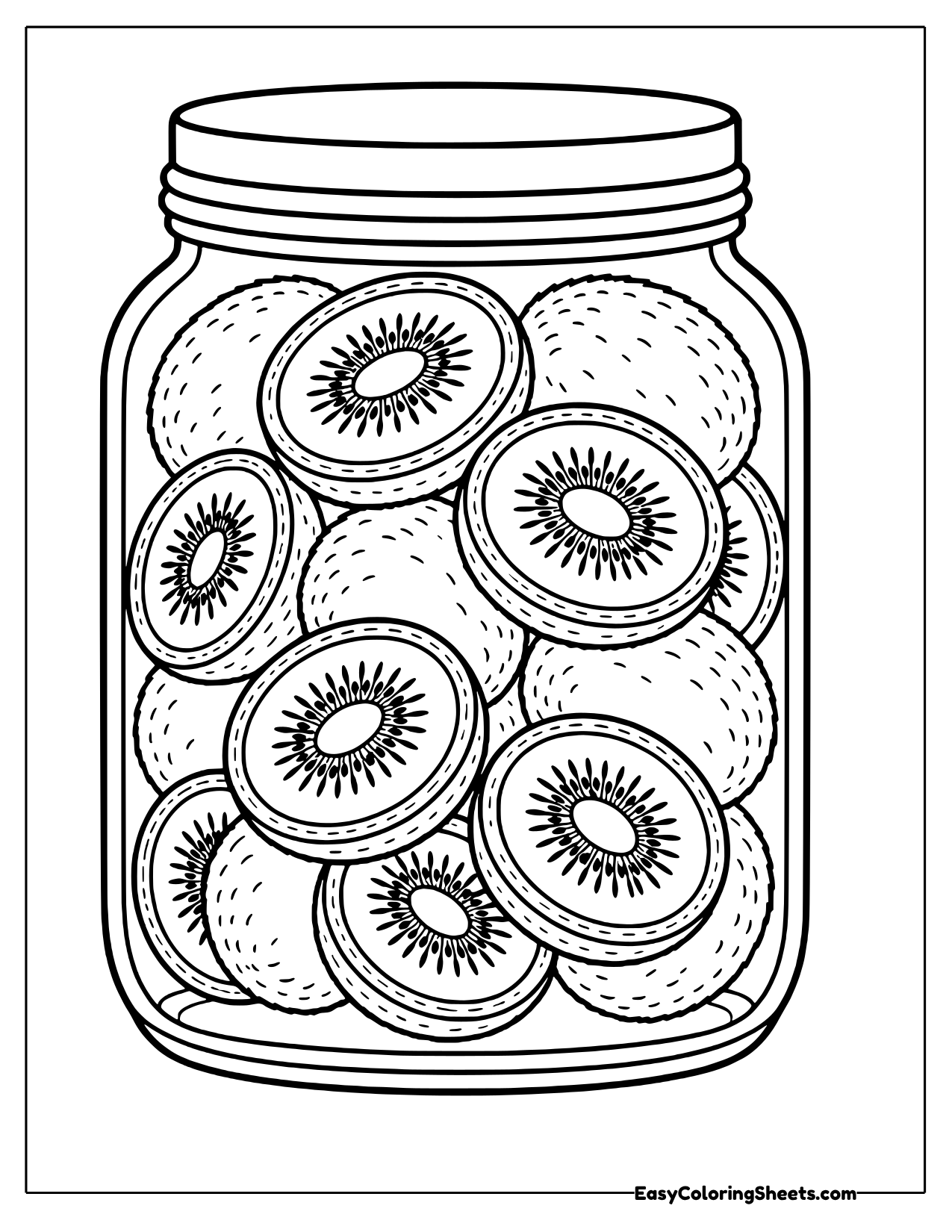 Glass jar packed with kiwi slices