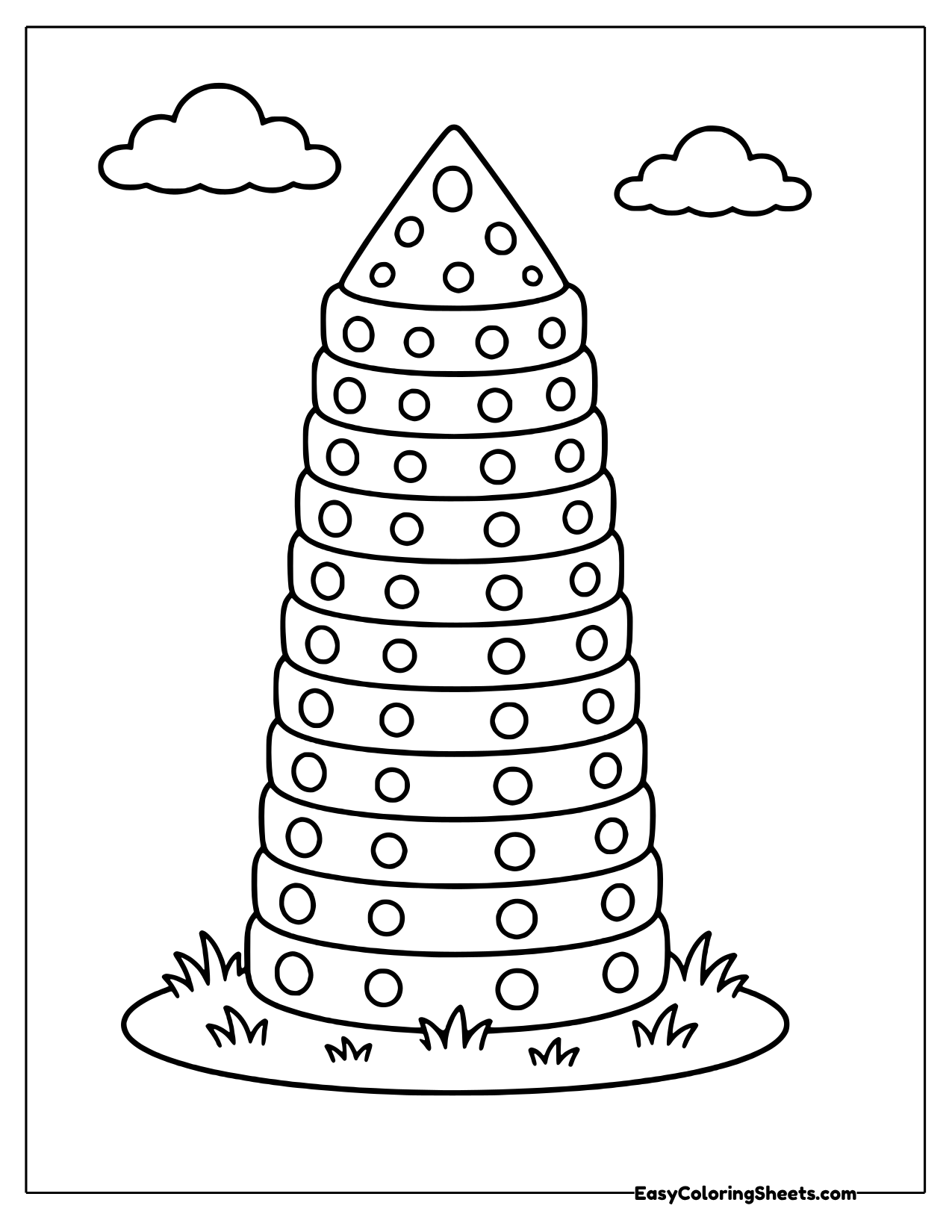 Tall cone shaped cheese wheel with holes