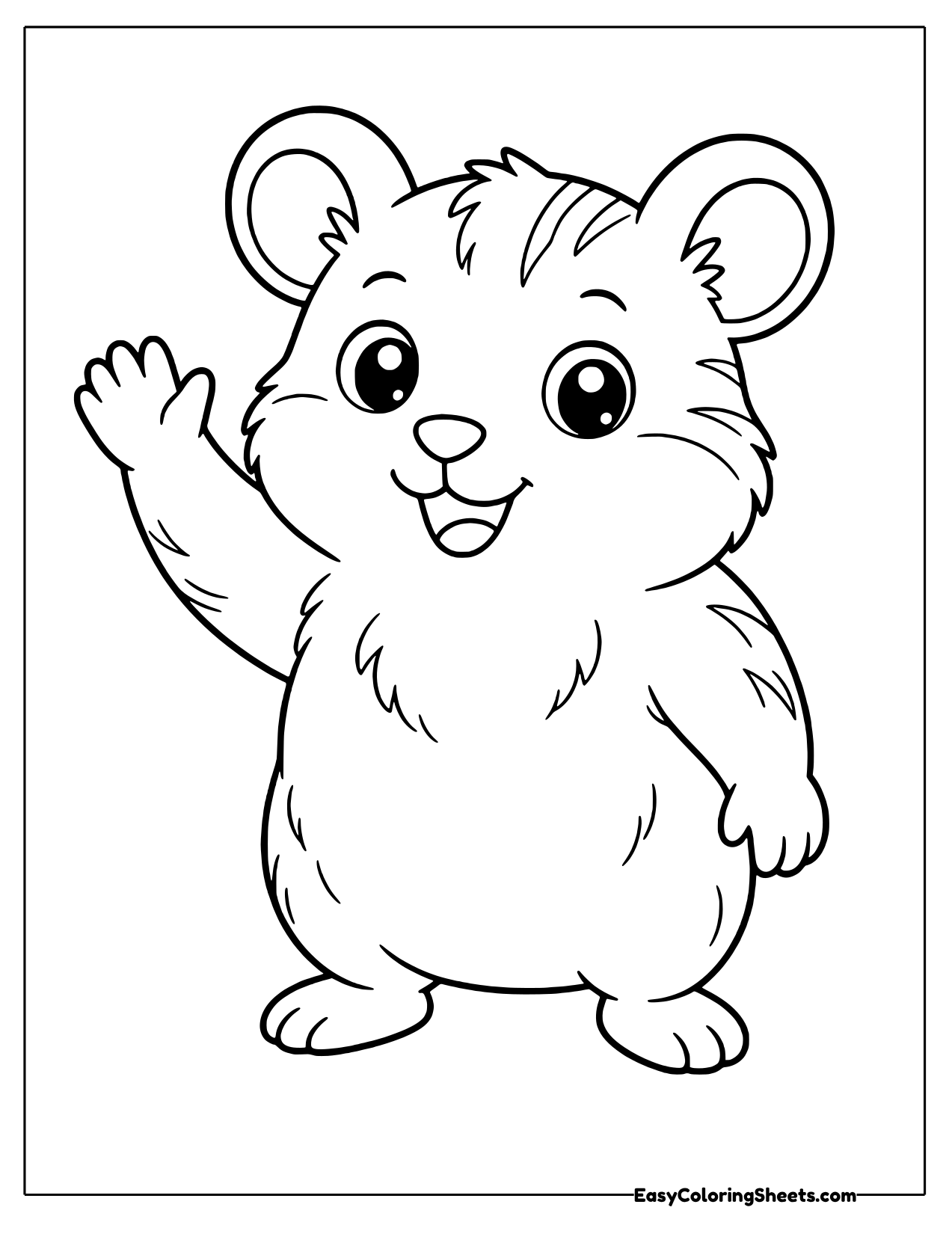 Striped hamster waving a paw hello