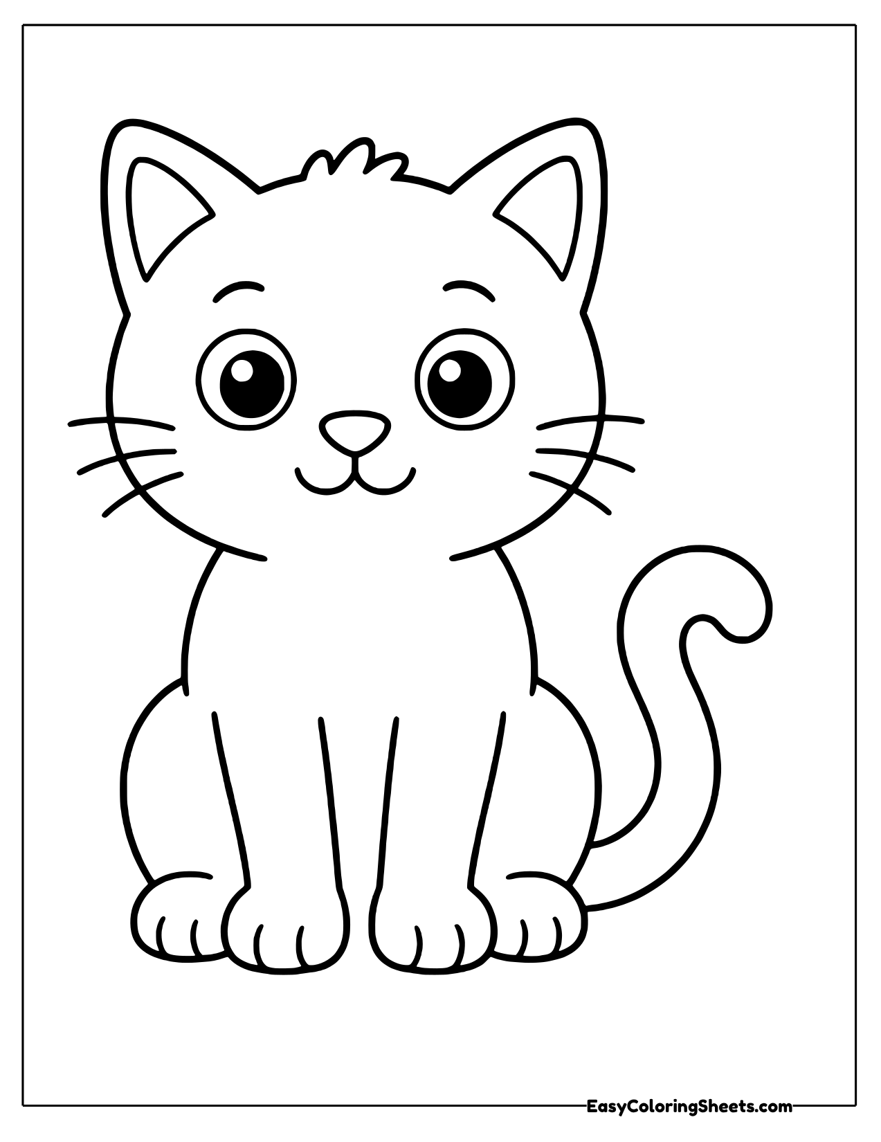 Chunky kitten with simple bold outlines