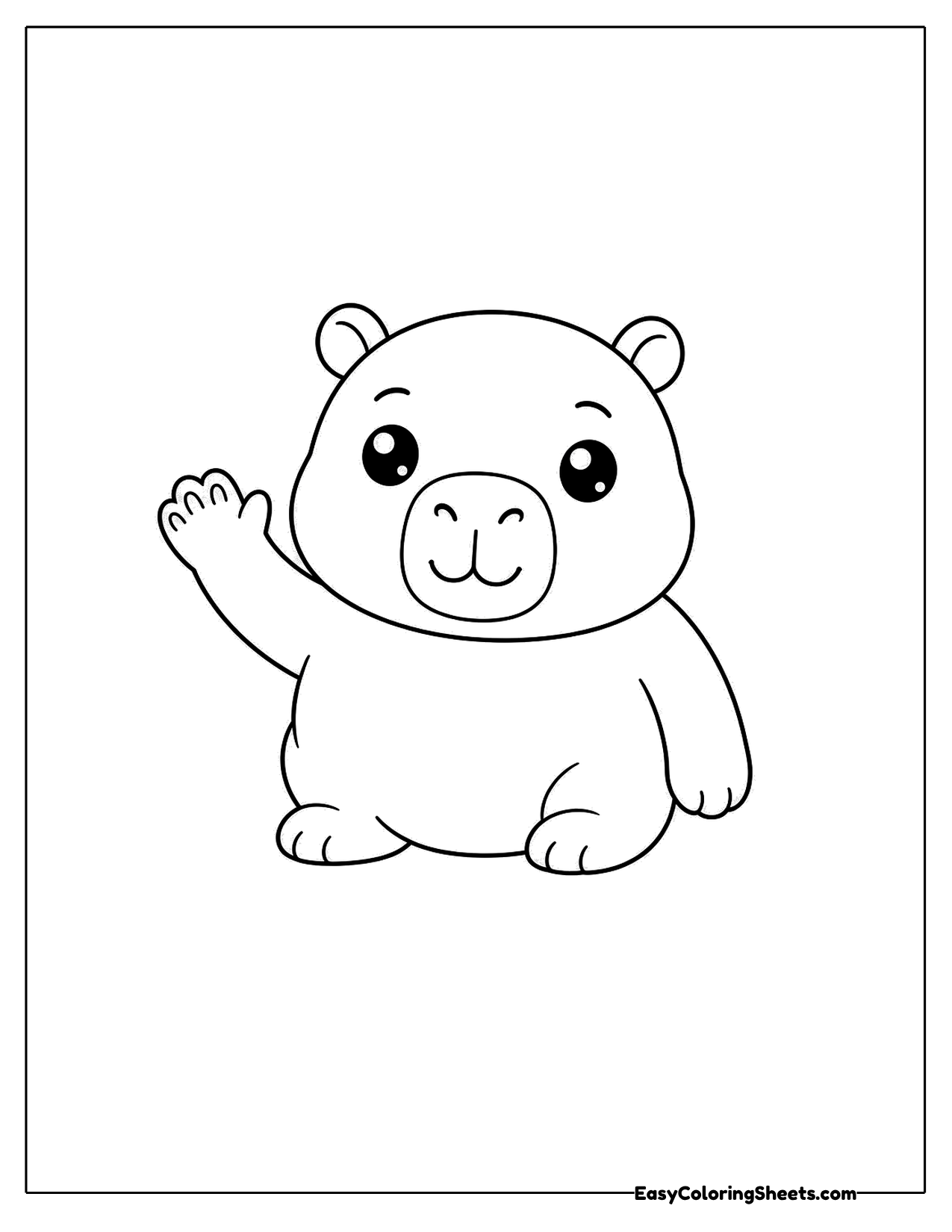Waving capybara sitting up