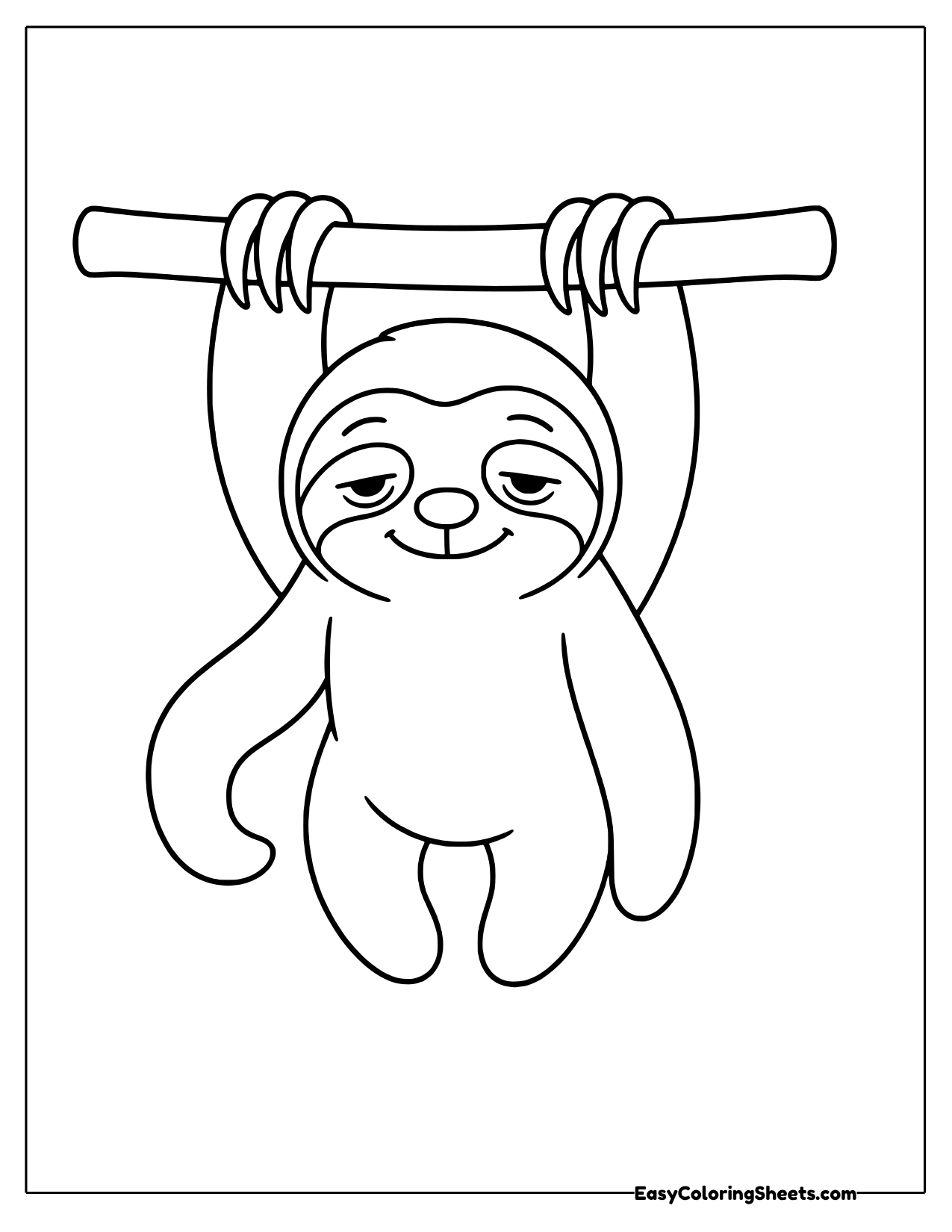 Sloth hanging from a branch with all four limbs