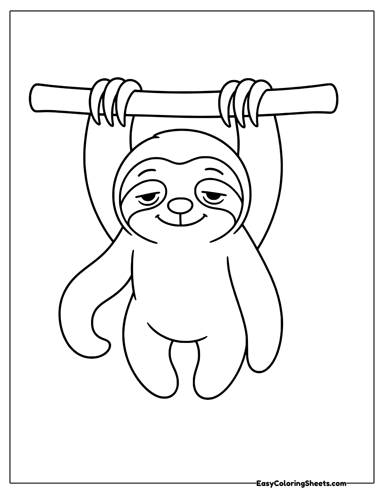 Sloth hanging from a branch with all four limbs