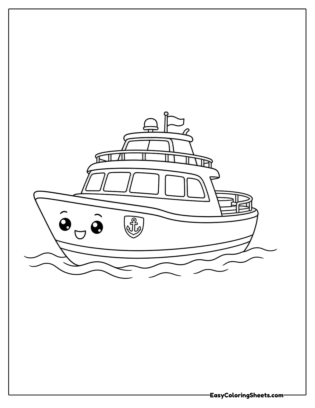 Small yacht with a cabin on the water