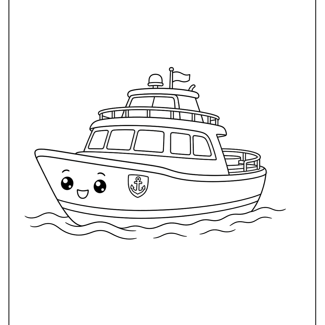 Small yacht with a cabin on the water