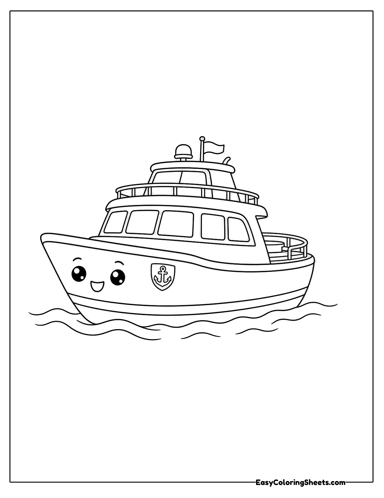 Small yacht with a cabin on the water