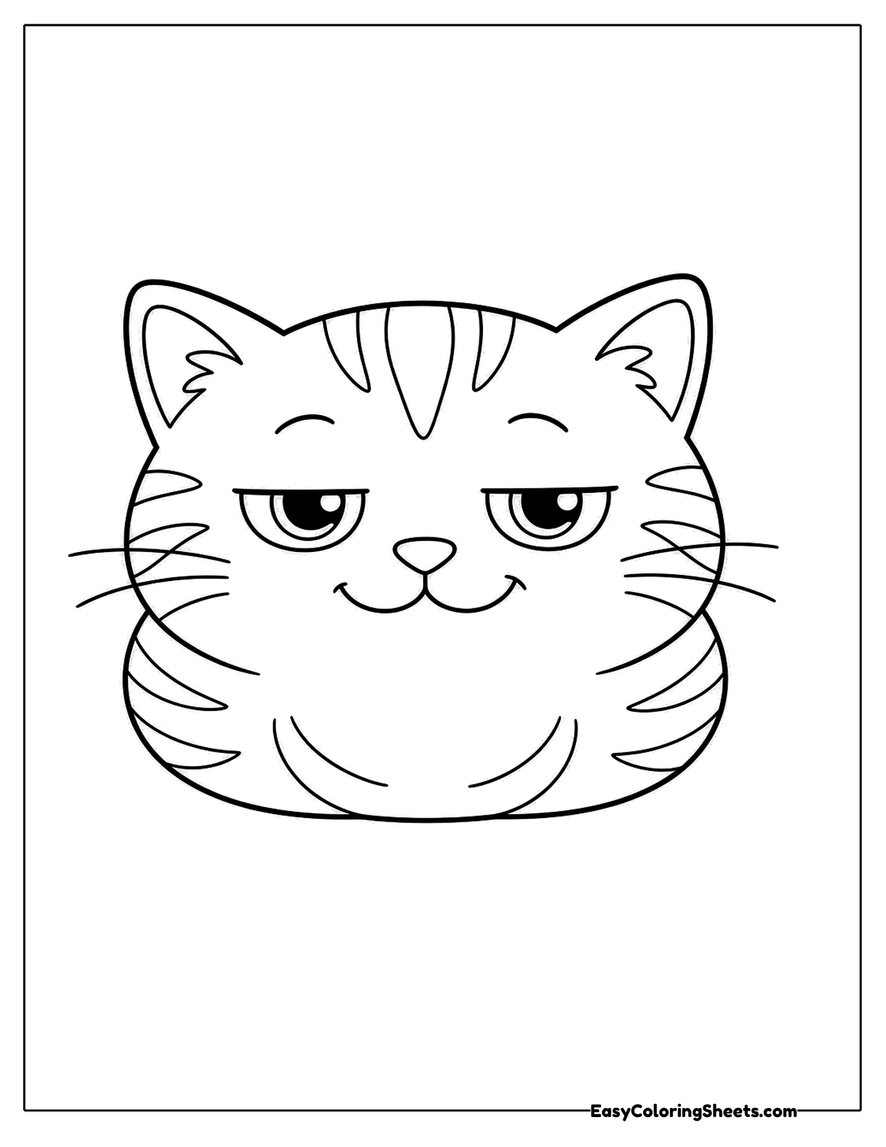 Striped orange style cat face with sleepy half closed eyes