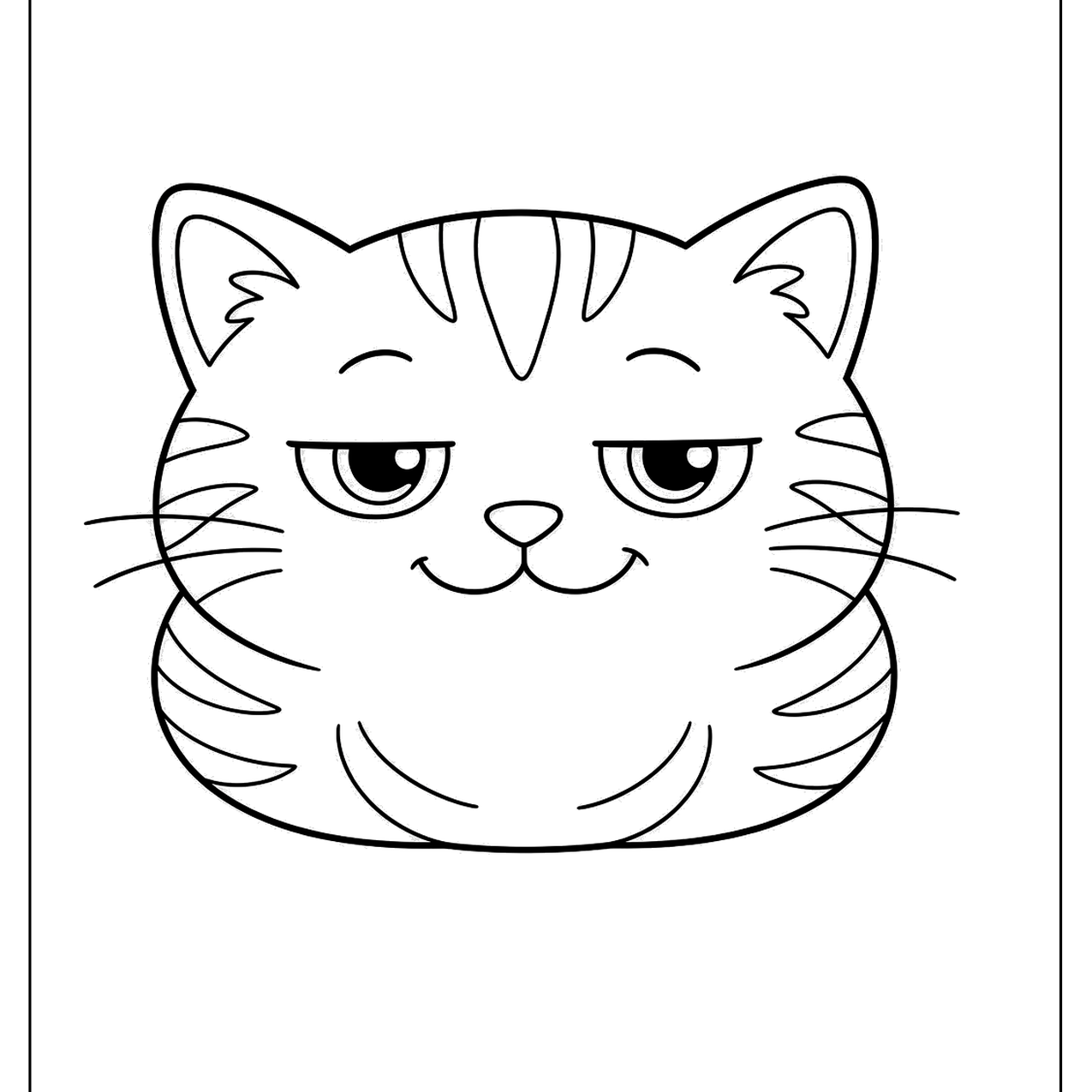 Striped orange style cat face with sleepy half closed eyes