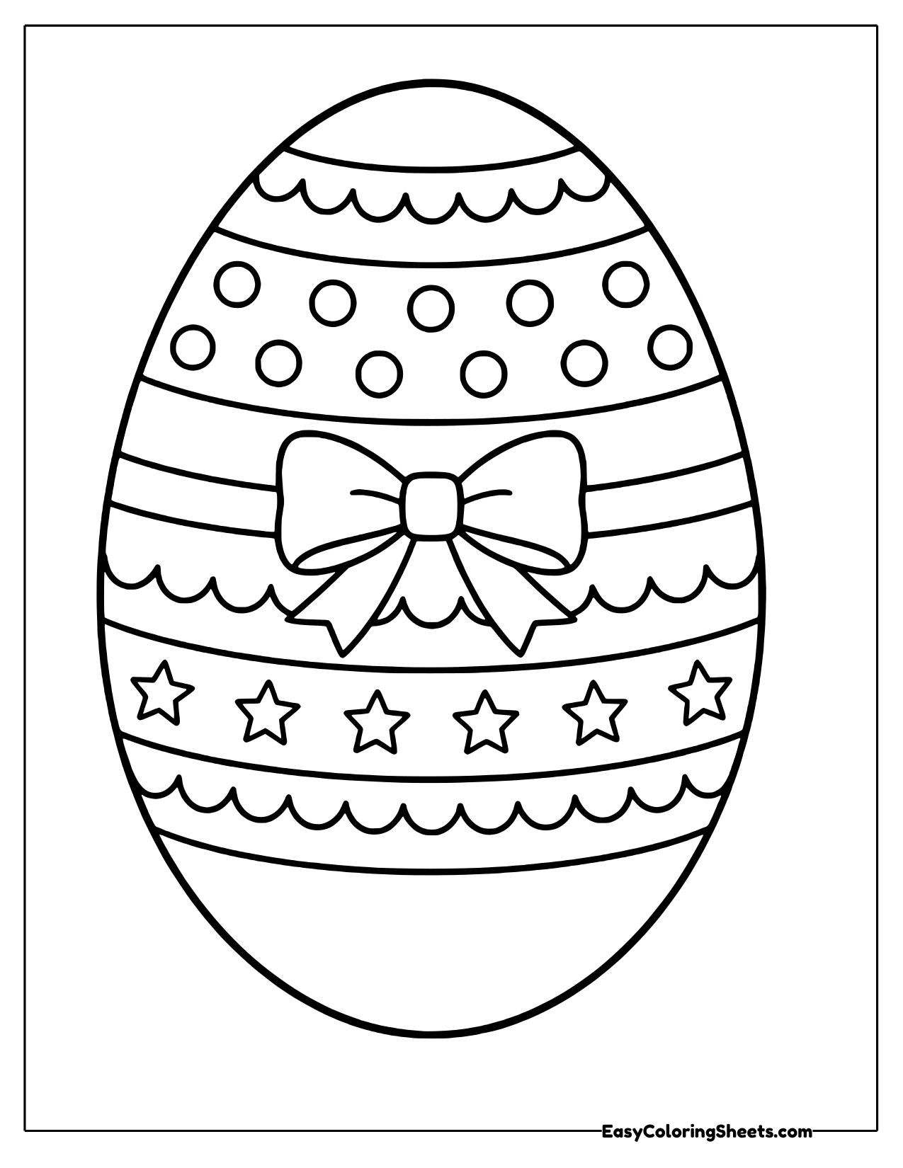 Easter egg template with a bow and stars