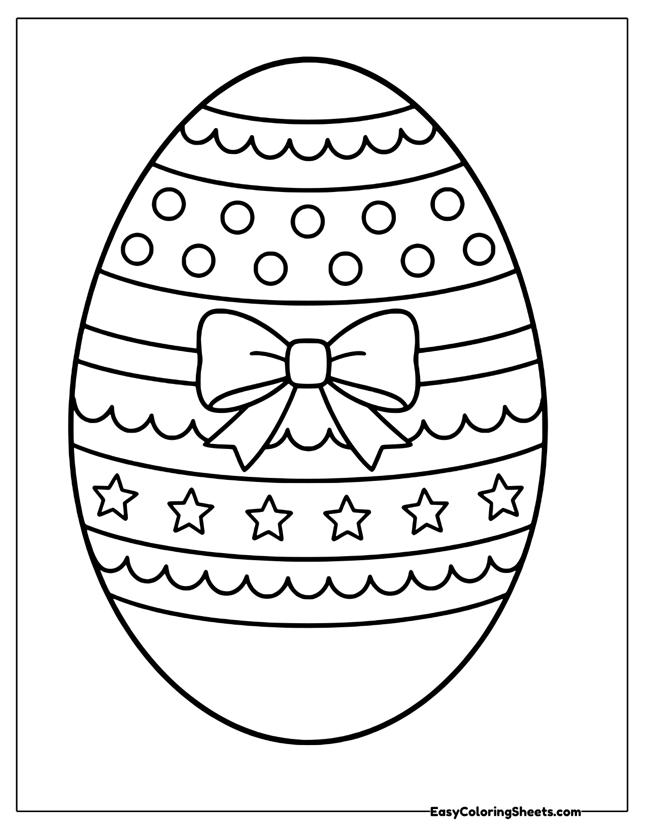 Easter egg template with a bow and stars