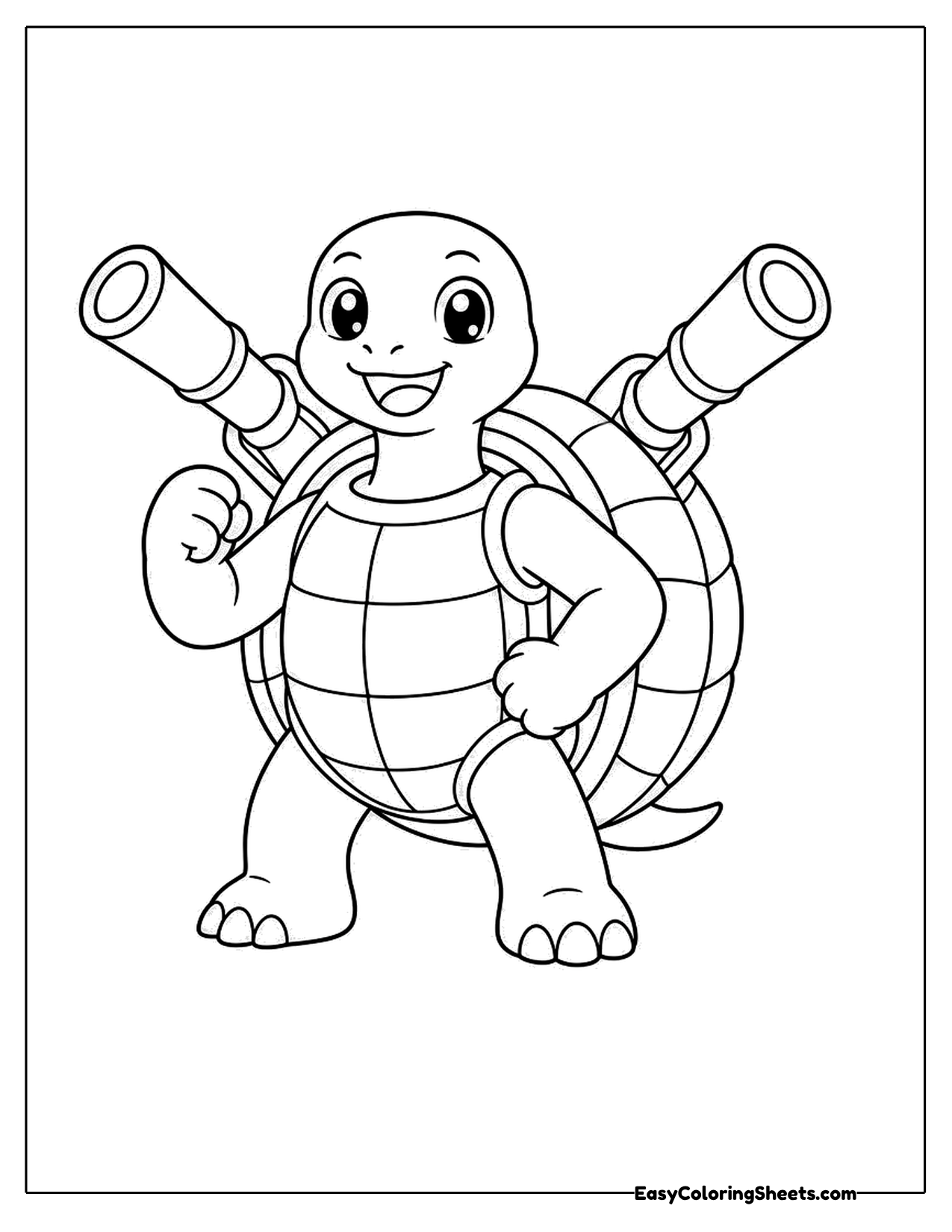 Turtle creature with cannons on its shell
