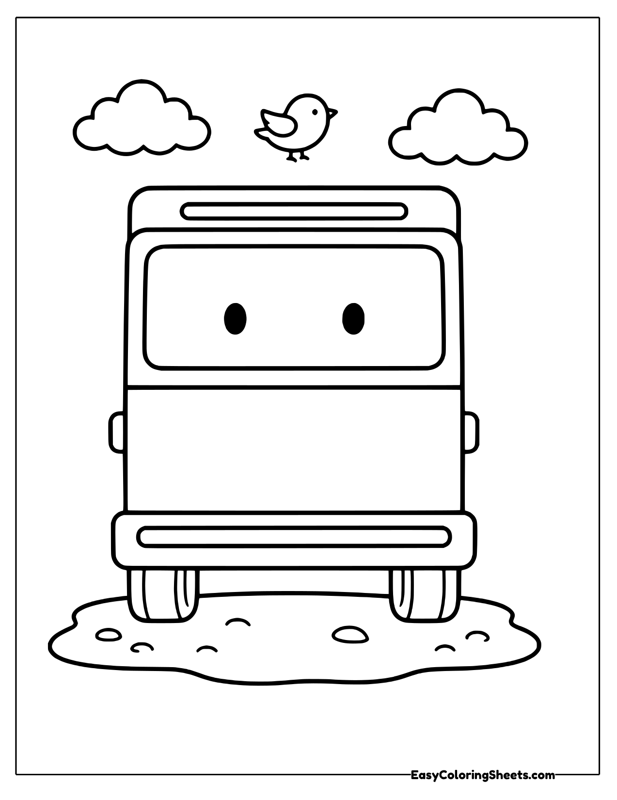 Smiling mail truck seen from the front