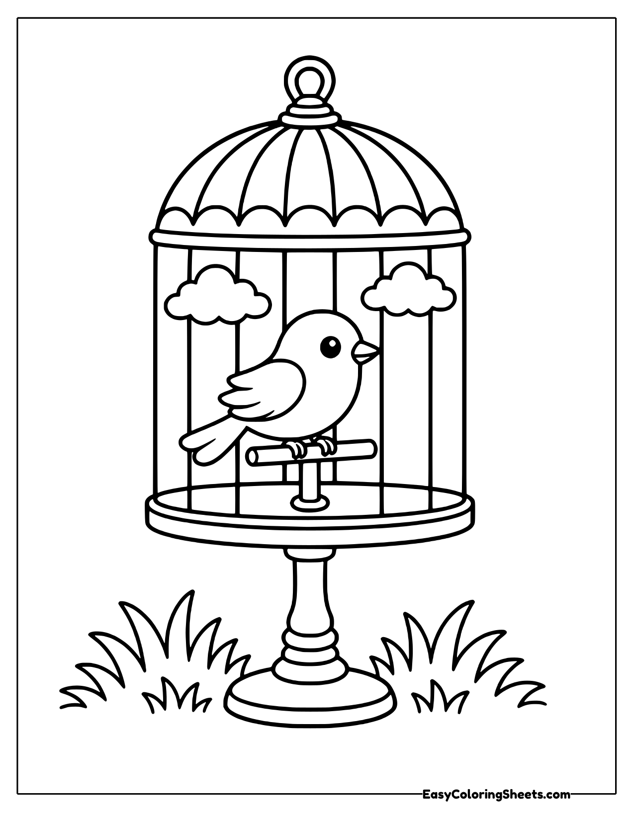 Bird inside a birdcage