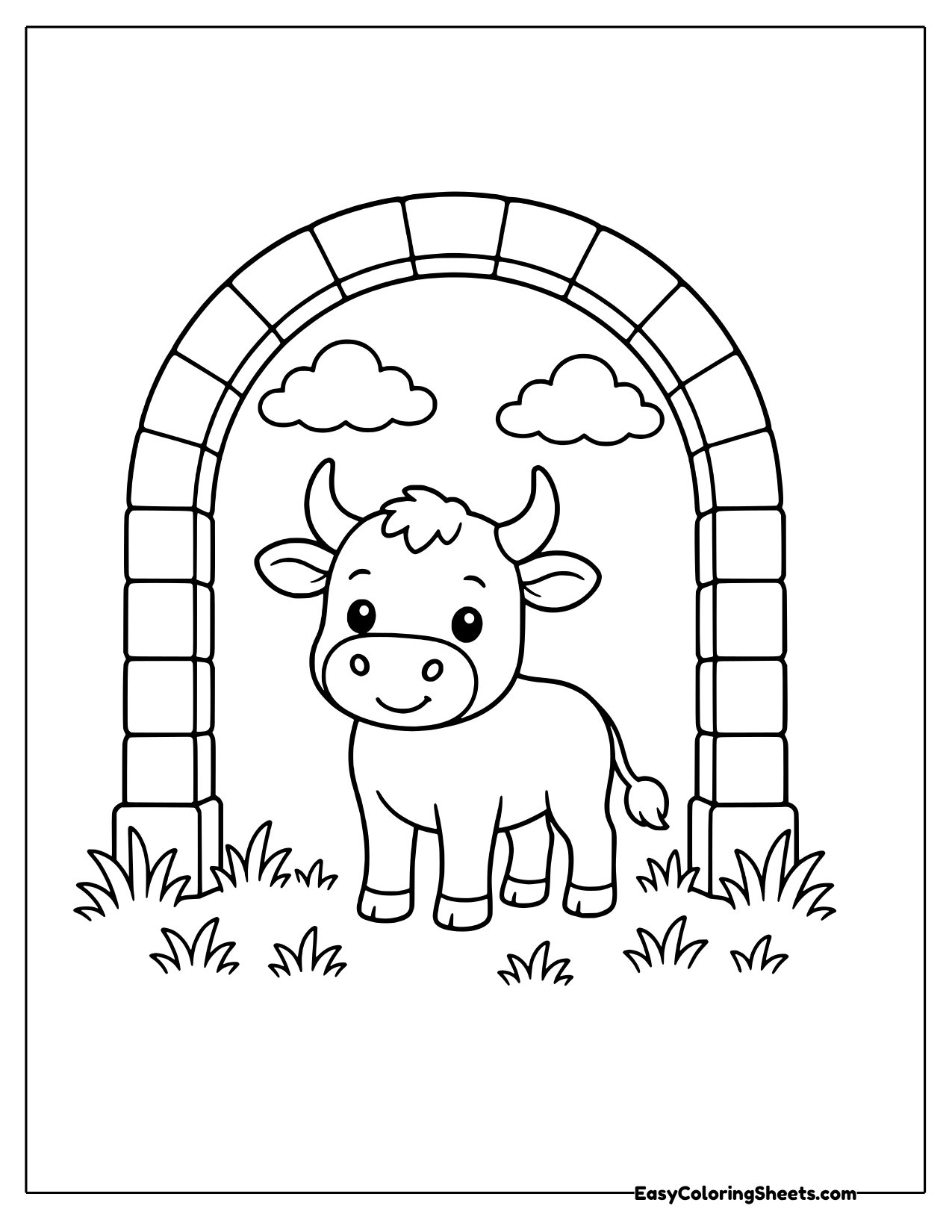 Bull under a brick arch
