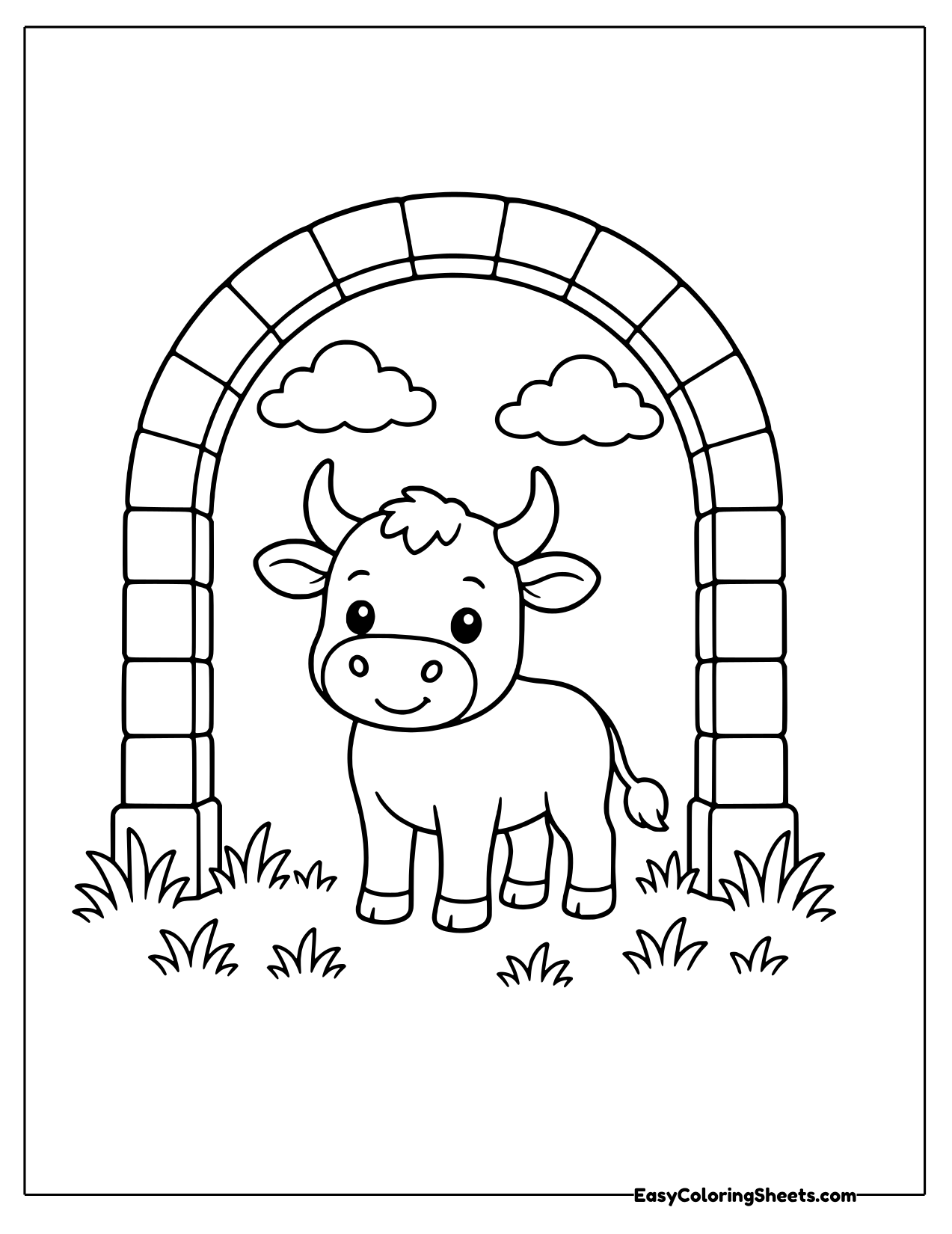 Bull under a brick arch