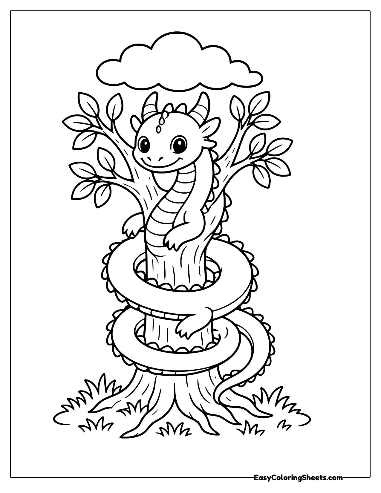 Dragon coiled around a tree